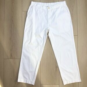 Vintage Polo Ralph Lauren White Cotton Chino Pants Men's 33x30 Flat Fronts Macau